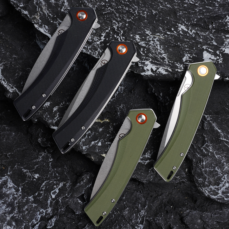 Koch Knives KK246 EDC Tanto Folding Knive (Black and Green)