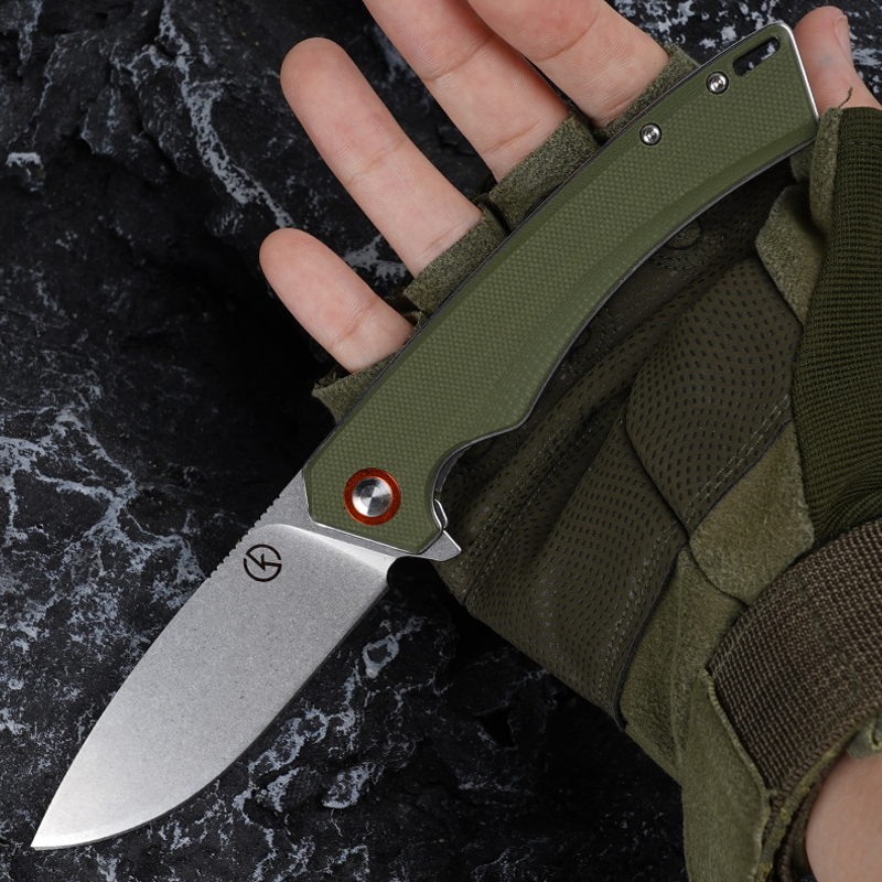 Koch Knives KK1146 Drop Point EDC Folding Knife (Black and Green)