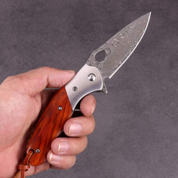 Premium Stainless Damascus Folding Knife KK2743