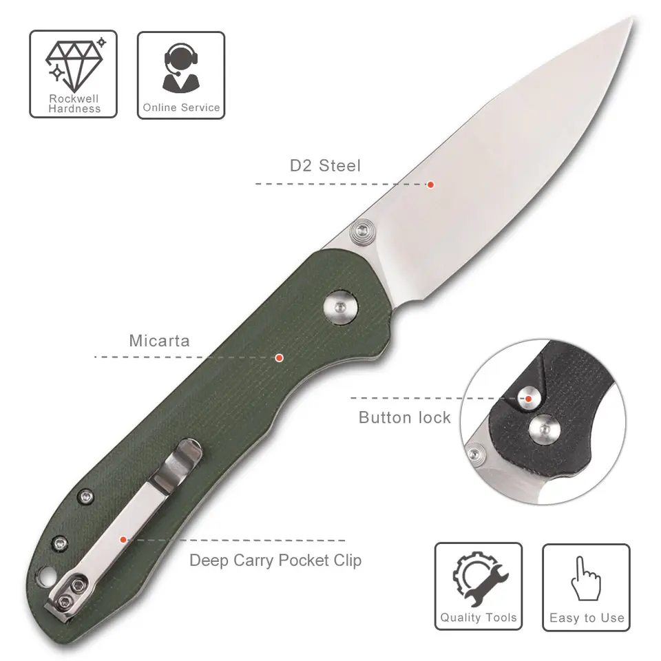 Button Lock Folding Knife - KK4302