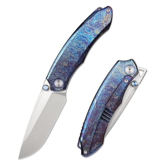 REMETTE Wild Species Premium M390, Titanium Pocket Folding EDC Knife - Blue Thunder Titanium