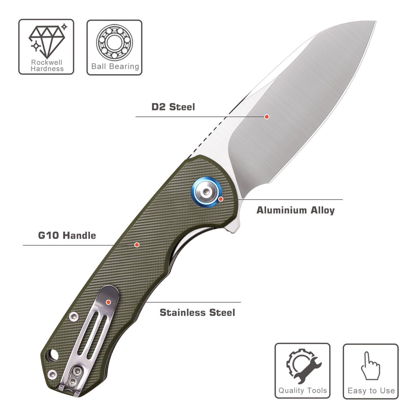 Koch Knives Sheepsfoot D2 QY24034G EDC Folder