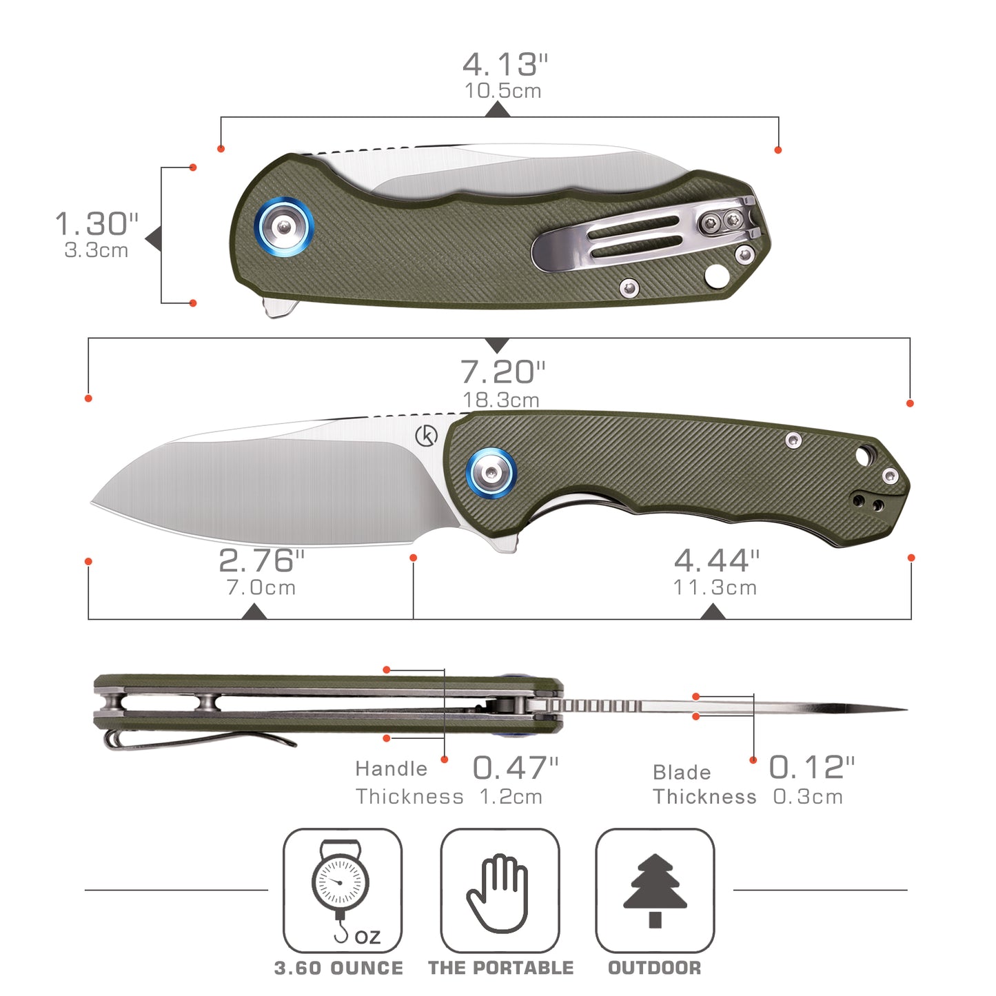 Koch Knives Sheepsfoot D2 QY24034G EDC Folder