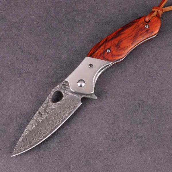 Premium Stainless Damascus Folding Knife KK2743