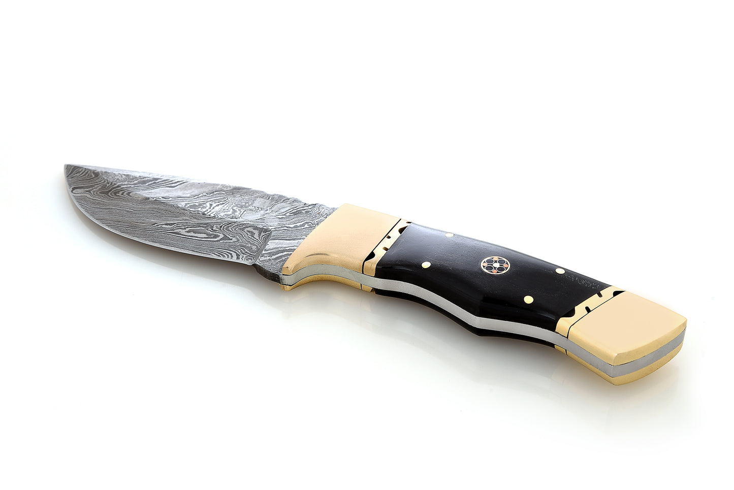 Buffalo Horn and Brass - Fixed Blade Handmade Damascus Knife KK-AB5