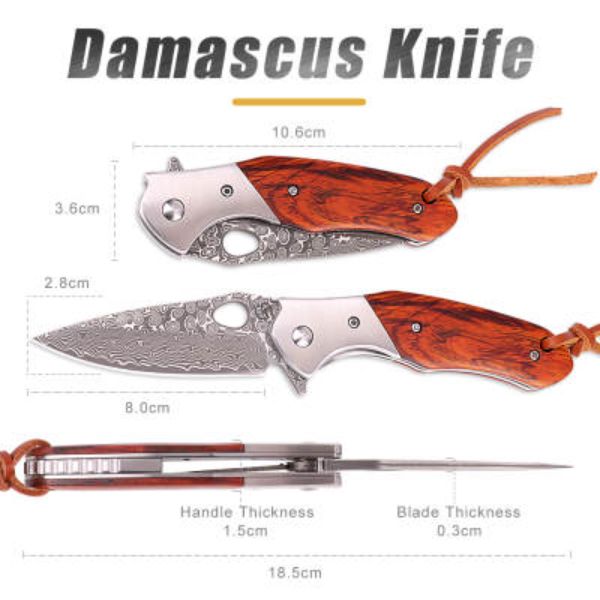 Premium Stainless Damascus Folding Knife KK2743