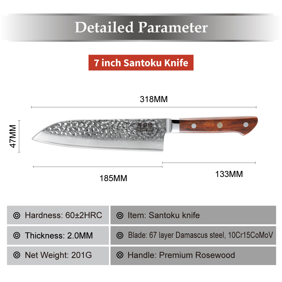 Anjin-Sama Premium 67-Layer Damascus Chef's Knife – Santuko