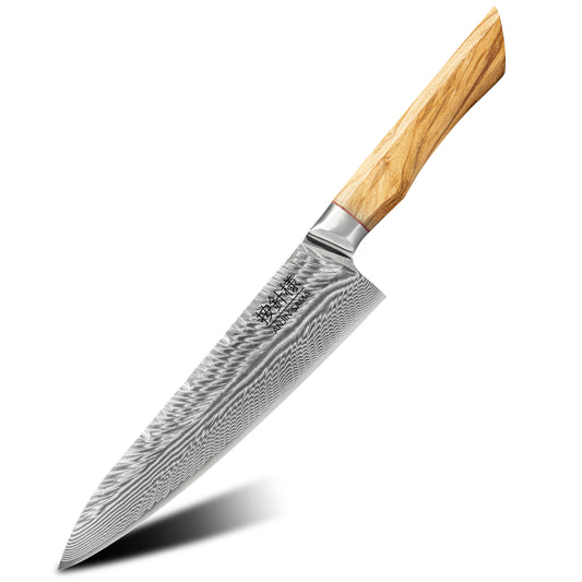 Anjin-Sama Premium AUS10 67-Layer Feather Damascus Chef's Knife - Guyto