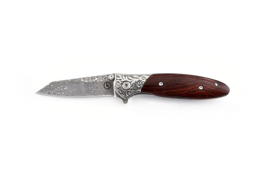 Koch Knives J179 - Sheepsfoot EDC Damascus Folding Knife