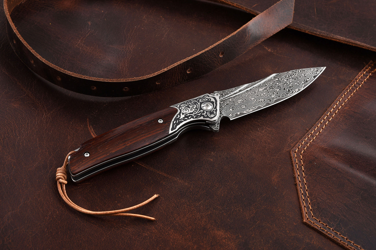 Damascus Folding Knife KK2315