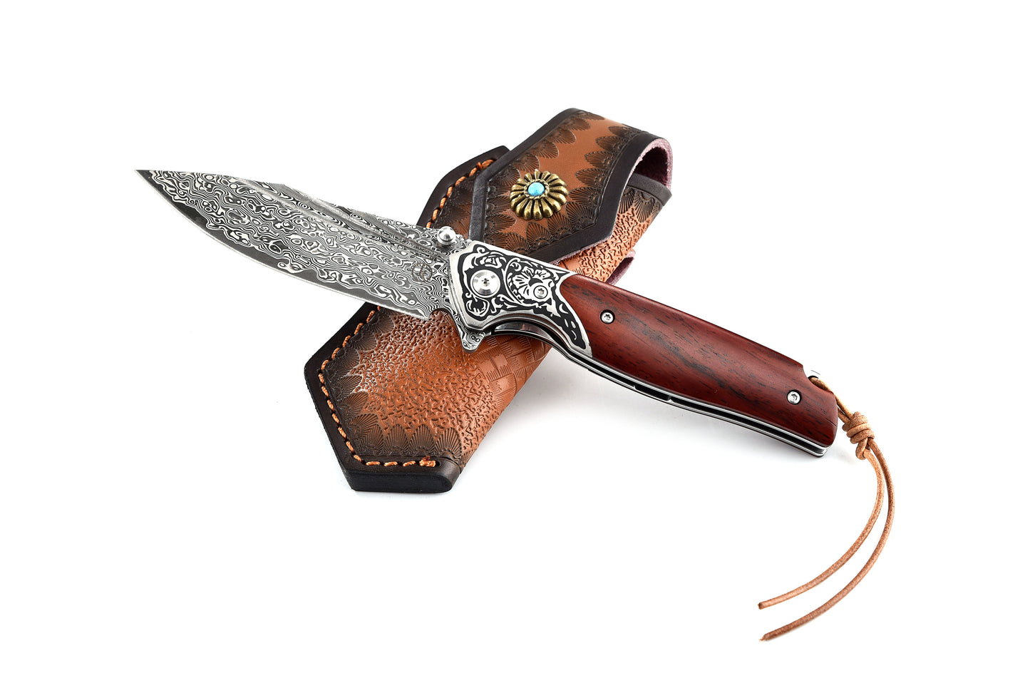 Damascus Folding Knife KK2315