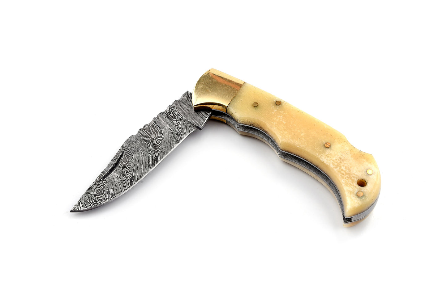 Handmade Damascus Steel Folder- Camel Bone - KK-FK-1010