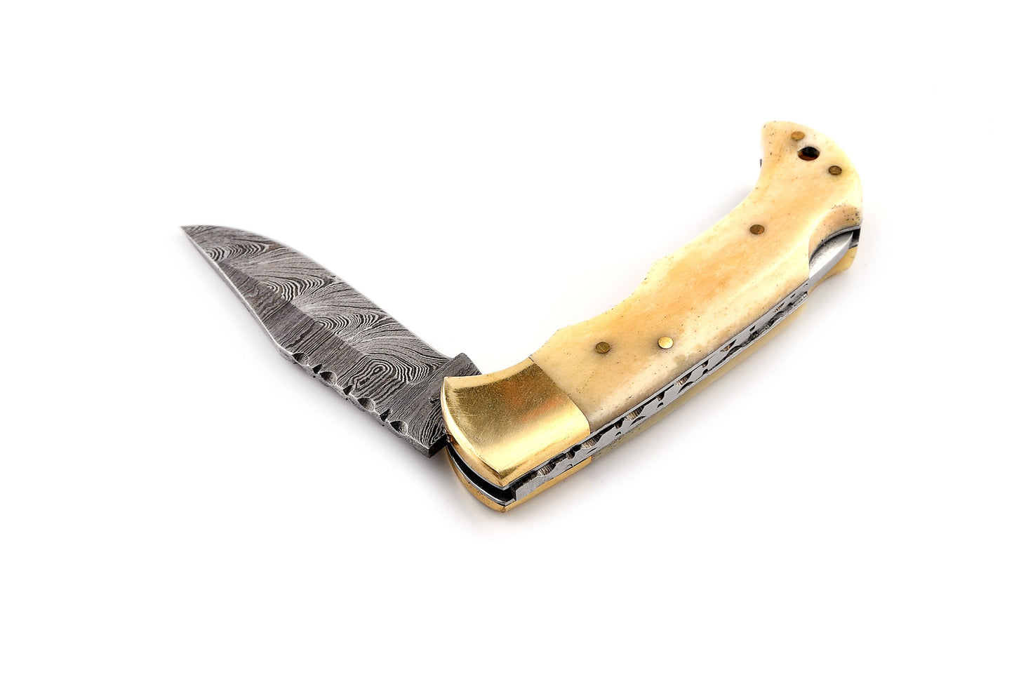 Handmade Damascus Steel Folder- Camel Bone - KK-FK-1010