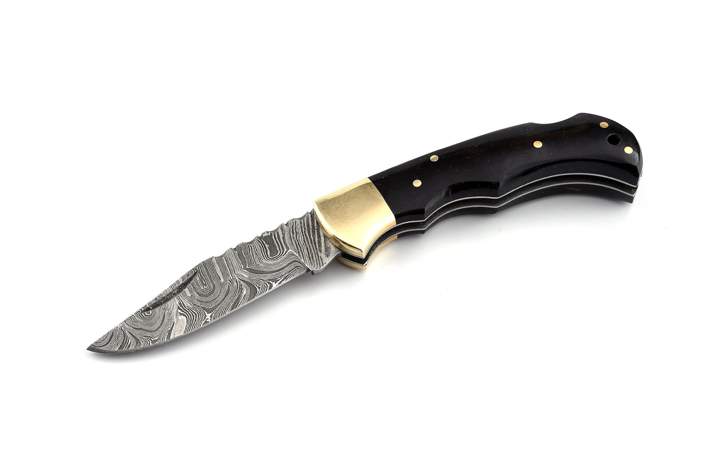 Handmade Damascus Steel Folder- Buffalo Horn - KK-FK-1011