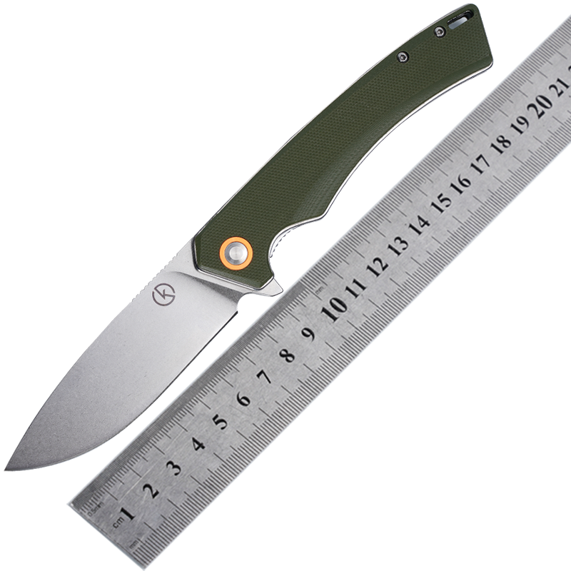 Koch Knives KK1146 Drop Point EDC Folding Knife (Black and Green)