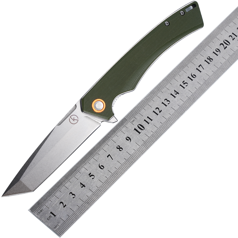 Koch Knives KK246 EDC Tanto Folding Knive (Black and Green)