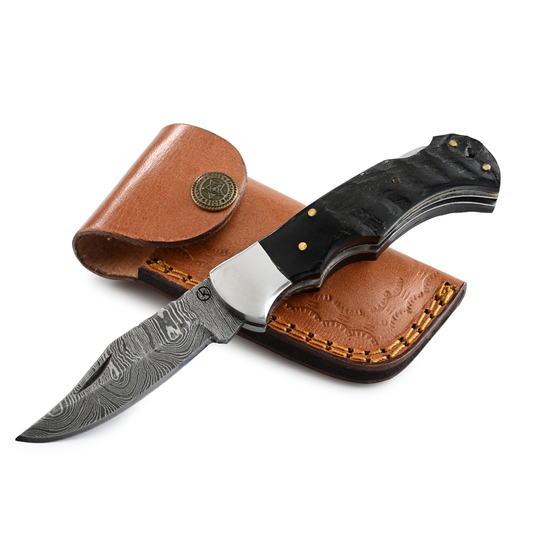 Damascus Steel Folder- Ram Horn - MB-FN-0025