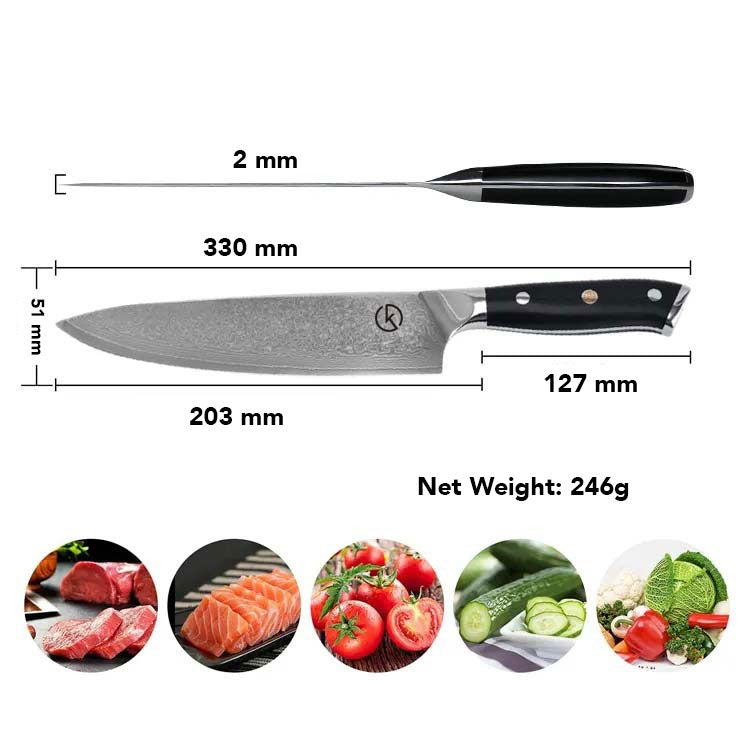 Premium Stainless Damascus Chef's Knife - KK521BA