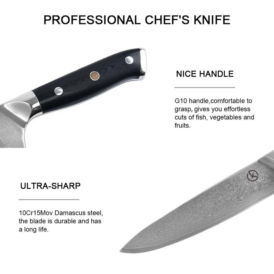 Premium Stainless Damascus Chef's Knife - KK521BA