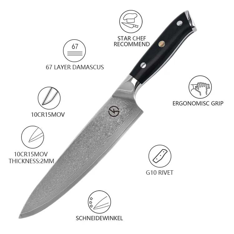 Premium Stainless Damascus Chef's Knife - KK521BA