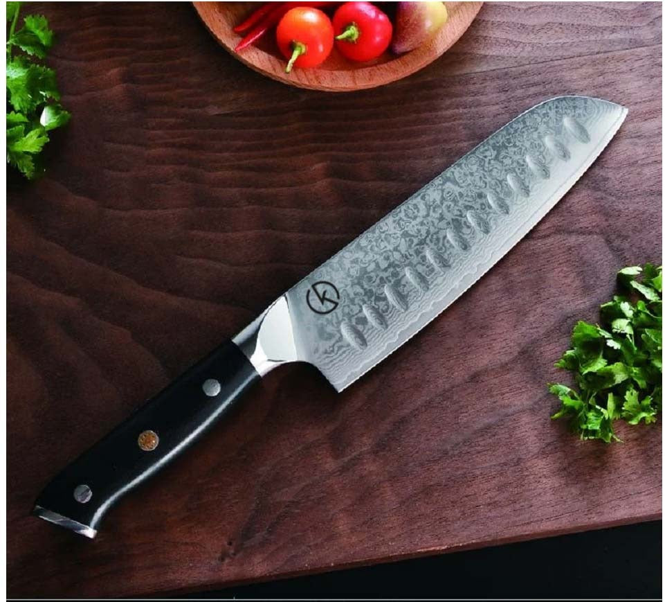 Premium Stainless Damascus Santuko Knife - KK778C