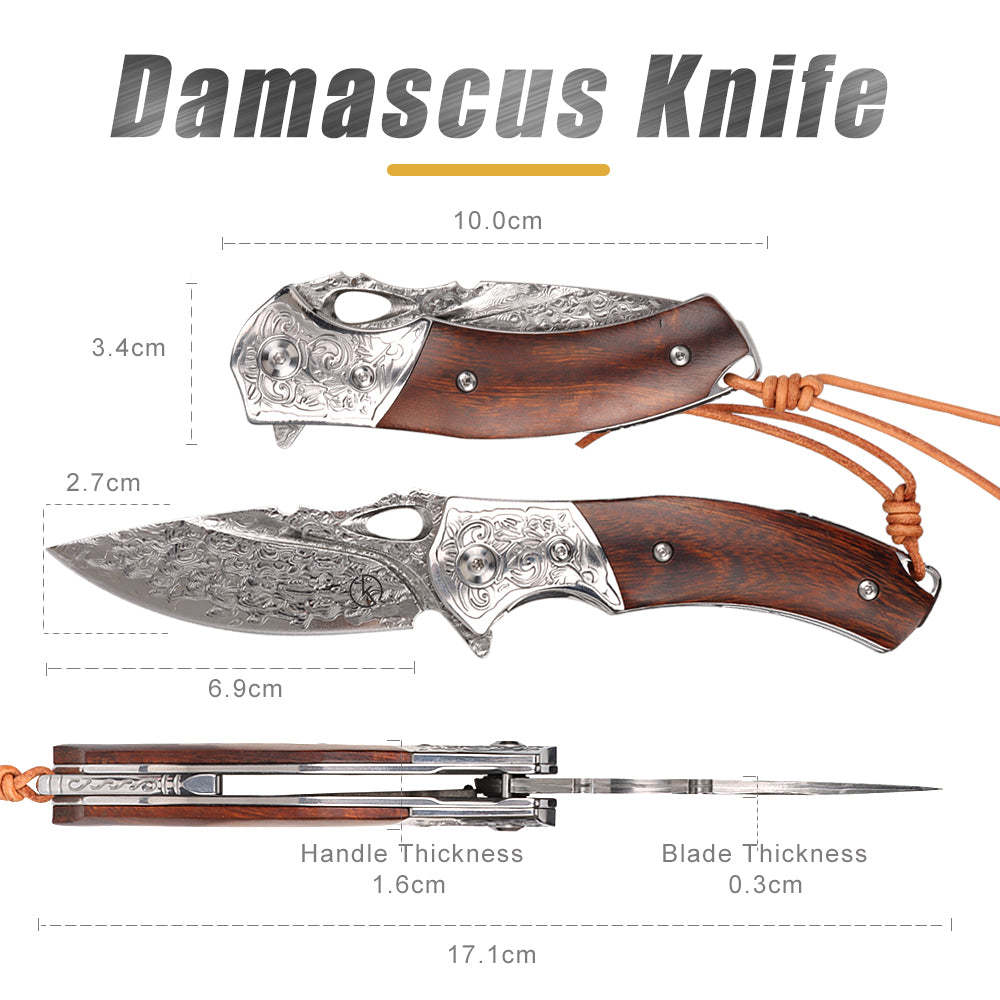 Premium Handmade Damascus Folder - KK2314