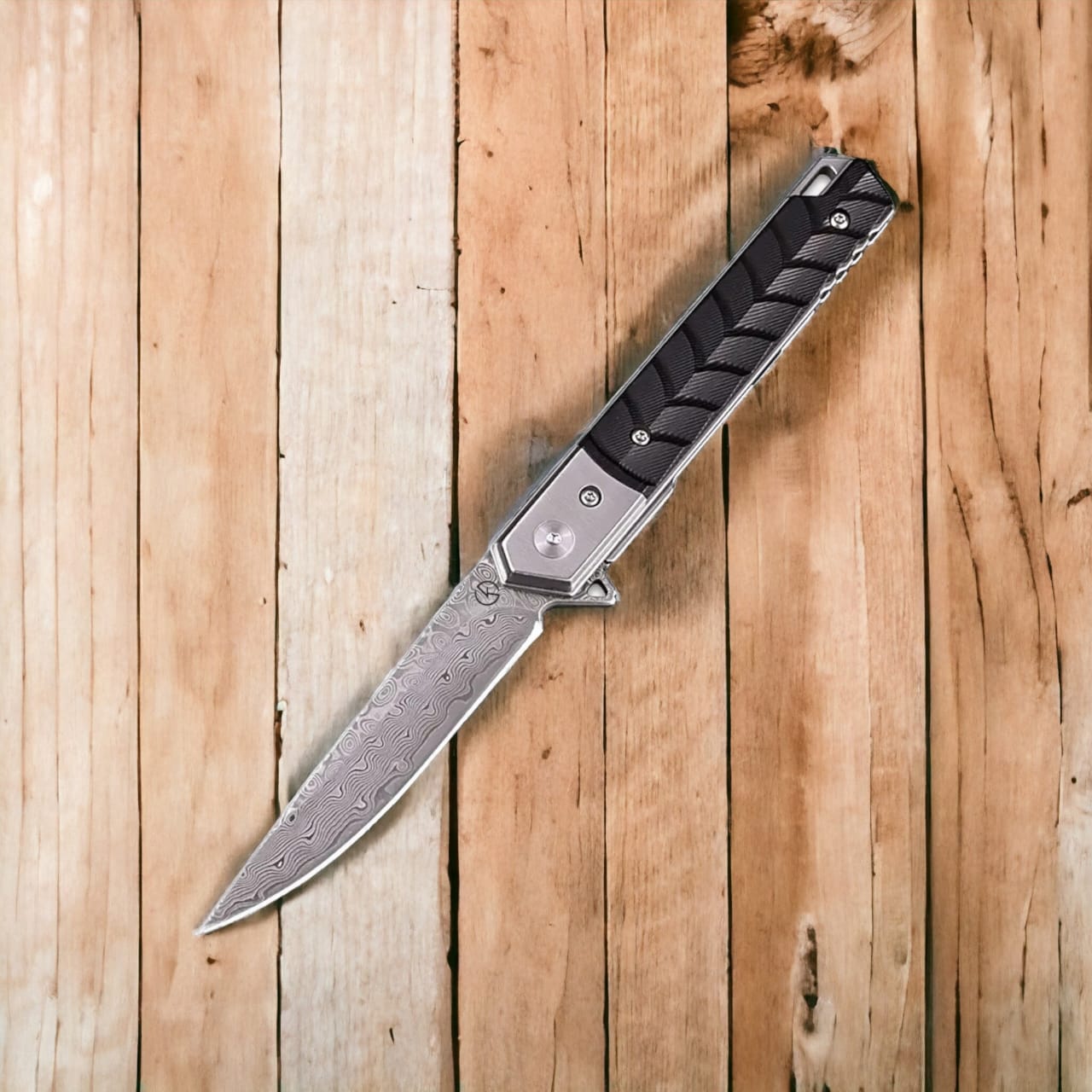 Stainless Damascus EDC Folder - KK2301